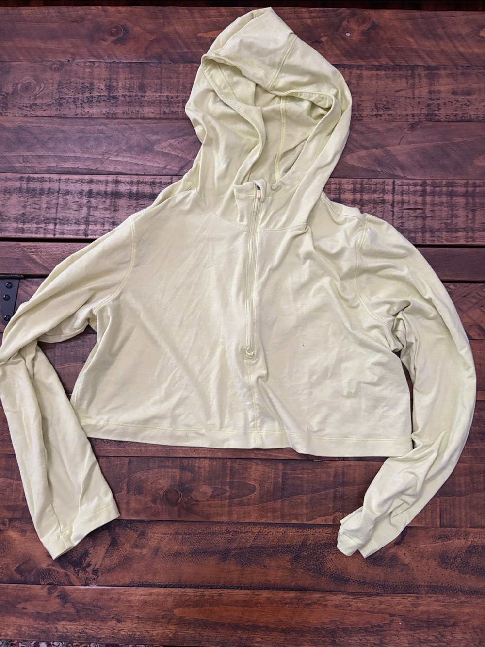 90 Degree By Reflex Pale Lime Cropped Hooded Half-Zip